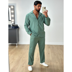 Ensemble pantalon et chemise manches longues texturé Ensemble pantalon et chemise manches longues texturé