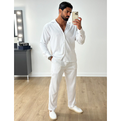 Ensemble pantalon et chemise manches longues texturé Ensemble pantalon et chemise manches longues texturé