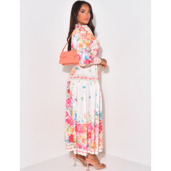 Robe longue imprimé florale avec ceinture corde Robe longue imprimé florale avec ceinture corde