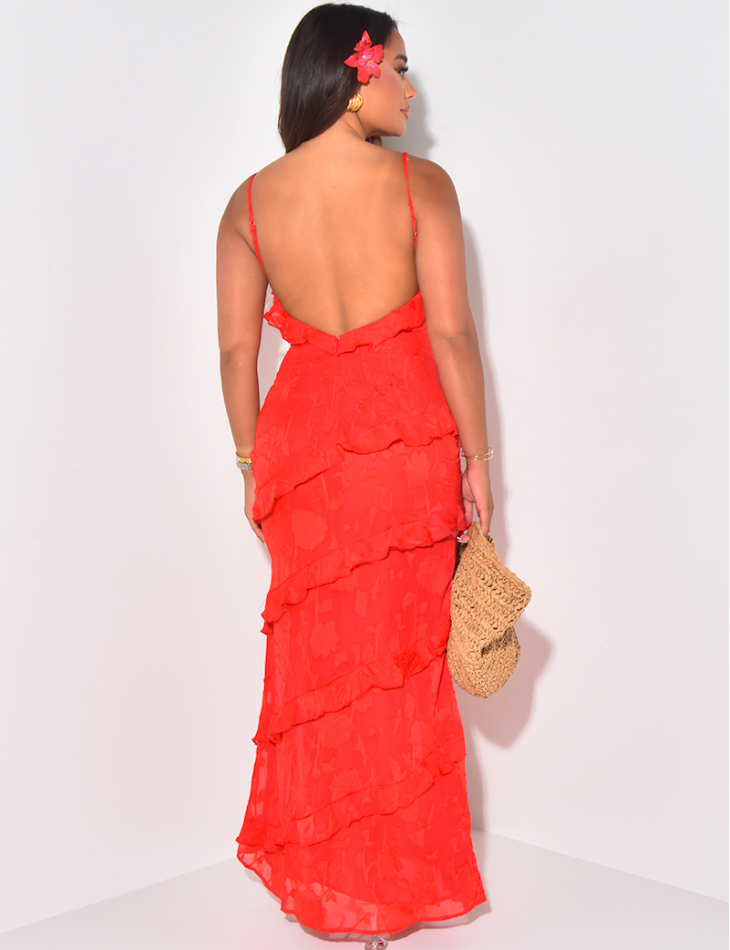 Robe longue à volants et fleurs Robe longue à volants et fleurs