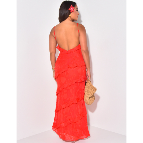 Robe longue à volants et fleurs Robe longue à volants et fleurs