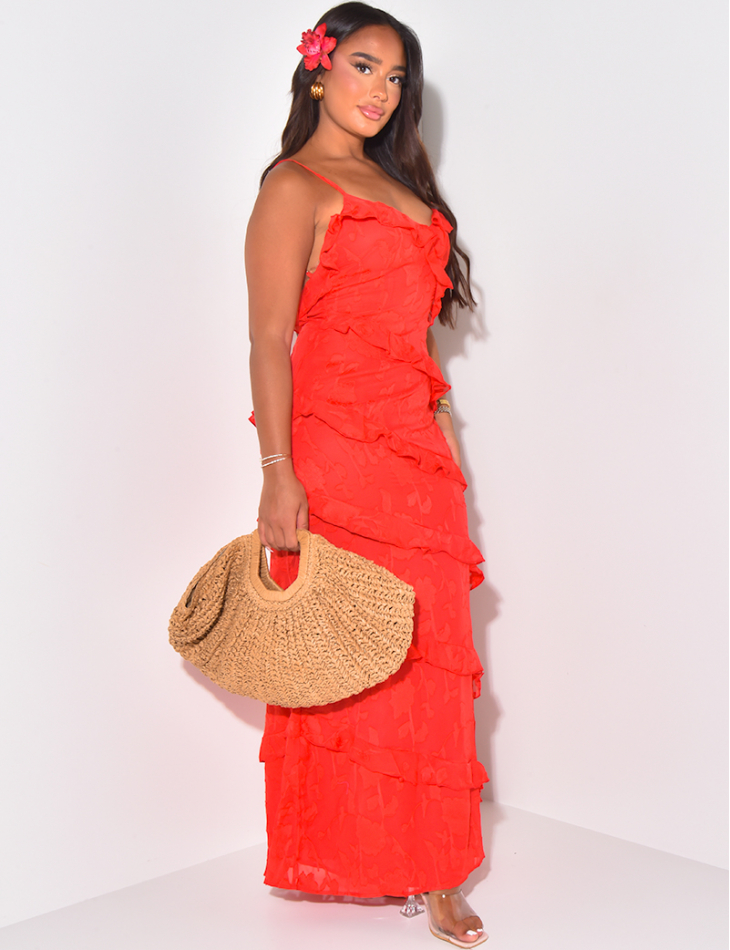 Robe longue à volants et fleurs Robe longue à volants et fleurs