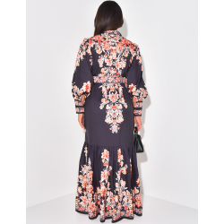 Robe longue imprimé florale avec ceinture Robe longue imprimé florale avec ceinture