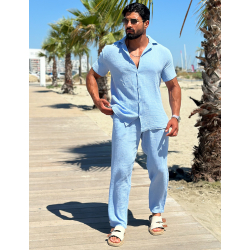 Ensemble pantalon et chemise en gaze de coton