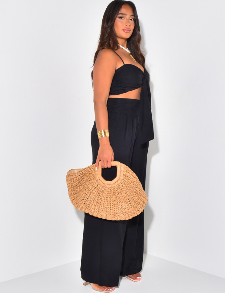 Ensemble pantalon et crop top en lin Ensemble pantalon et crop top en lin