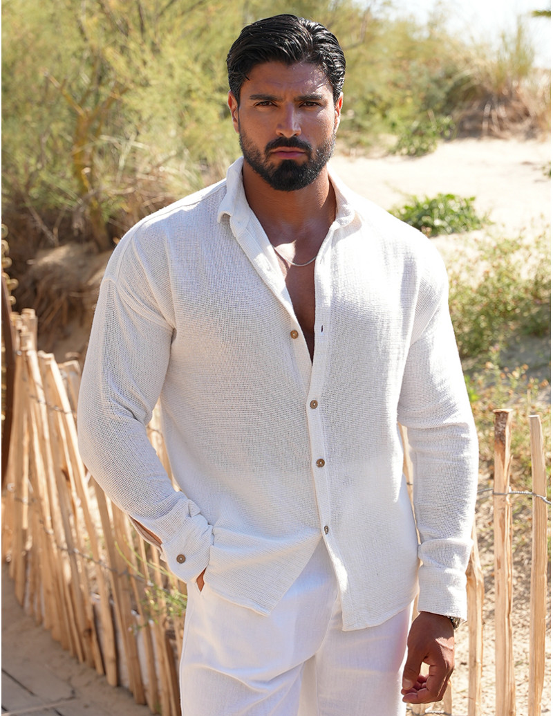 Chemise manches longues nid d'abeille