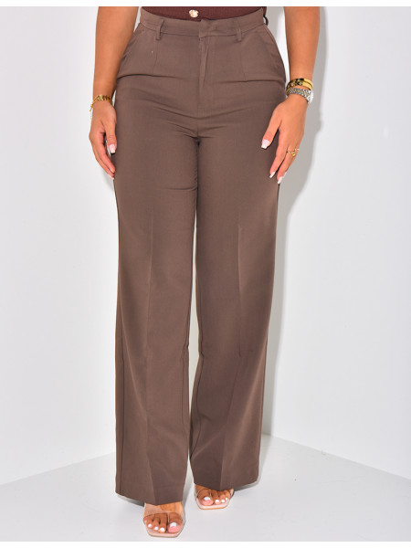 Mottled effect straight-leg tailored trousers