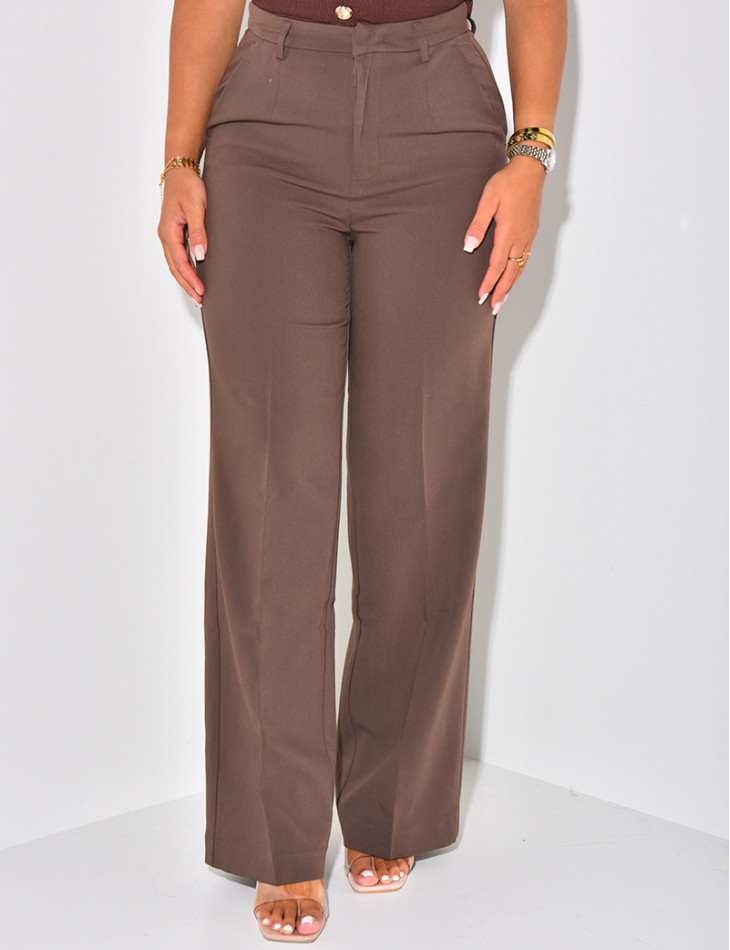 Mottled effect straight-leg tailored trousers