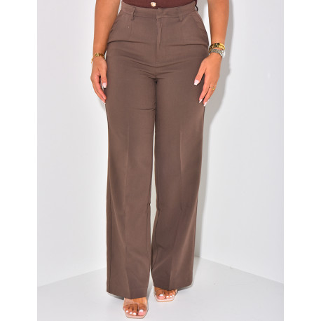 Mottled effect straight-leg tailored trousers