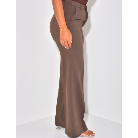 Mottled effect straight-leg tailored trousers