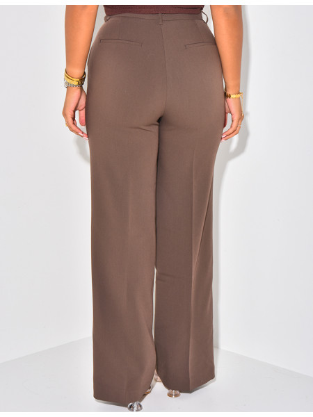 Mottled effect straight-leg tailored trousers