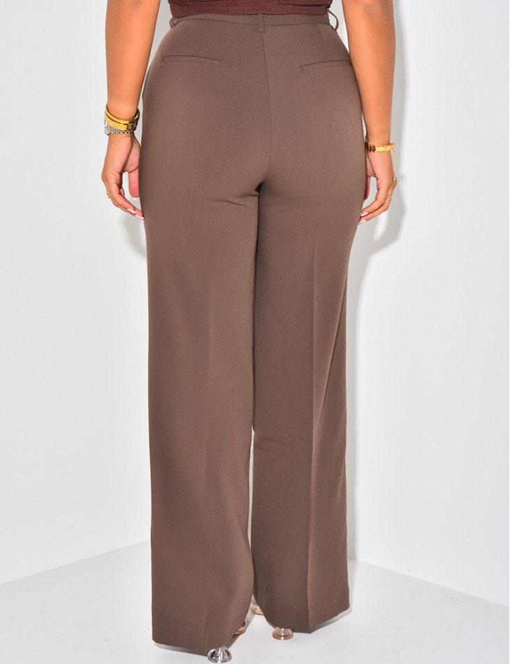 Mottled effect straight-leg tailored trousers