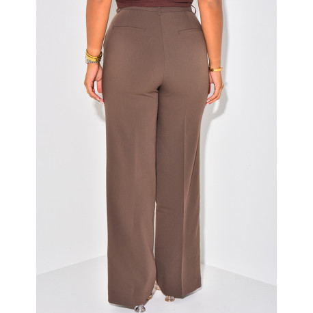 Mottled effect straight-leg tailored trousers