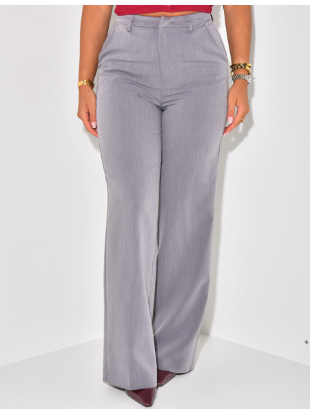 Mottled effect straight-leg tailored trousers