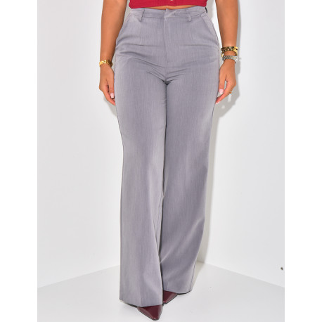 Mottled effect straight-leg tailored trousers
