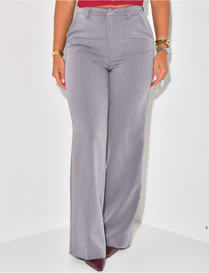 sachin and babi light blue dress Mango Grey Flared Trousers With Seams main image 1