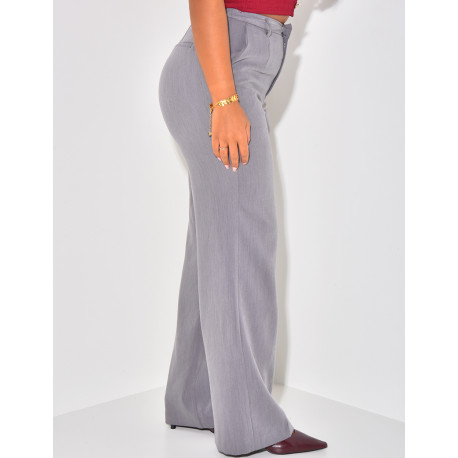 Mottled effect straight-leg tailored trousers