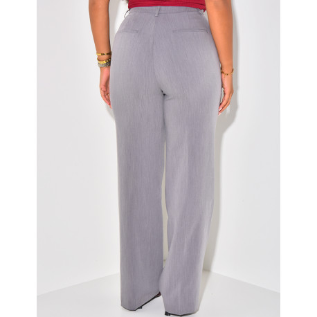 Mottled effect straight-leg tailored trousers