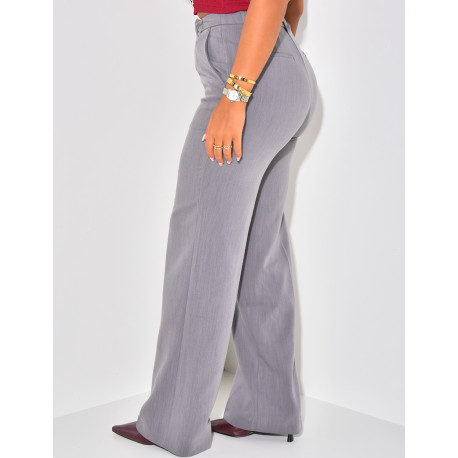 Mottled effect straight-leg tailored trousers