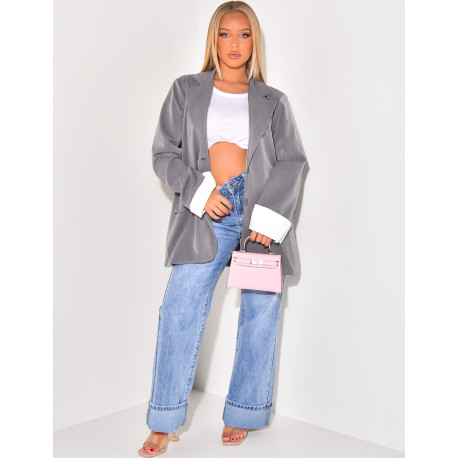 Oversized blazer jacket with lapel sleeves