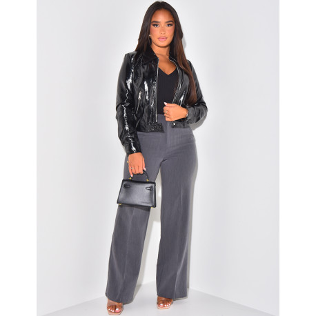 Veste courte en similicuir vernis