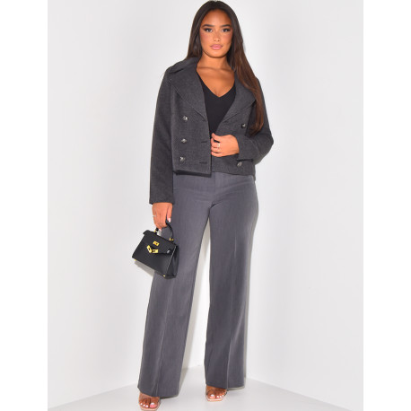 Manteau court texturé à boutons officiers