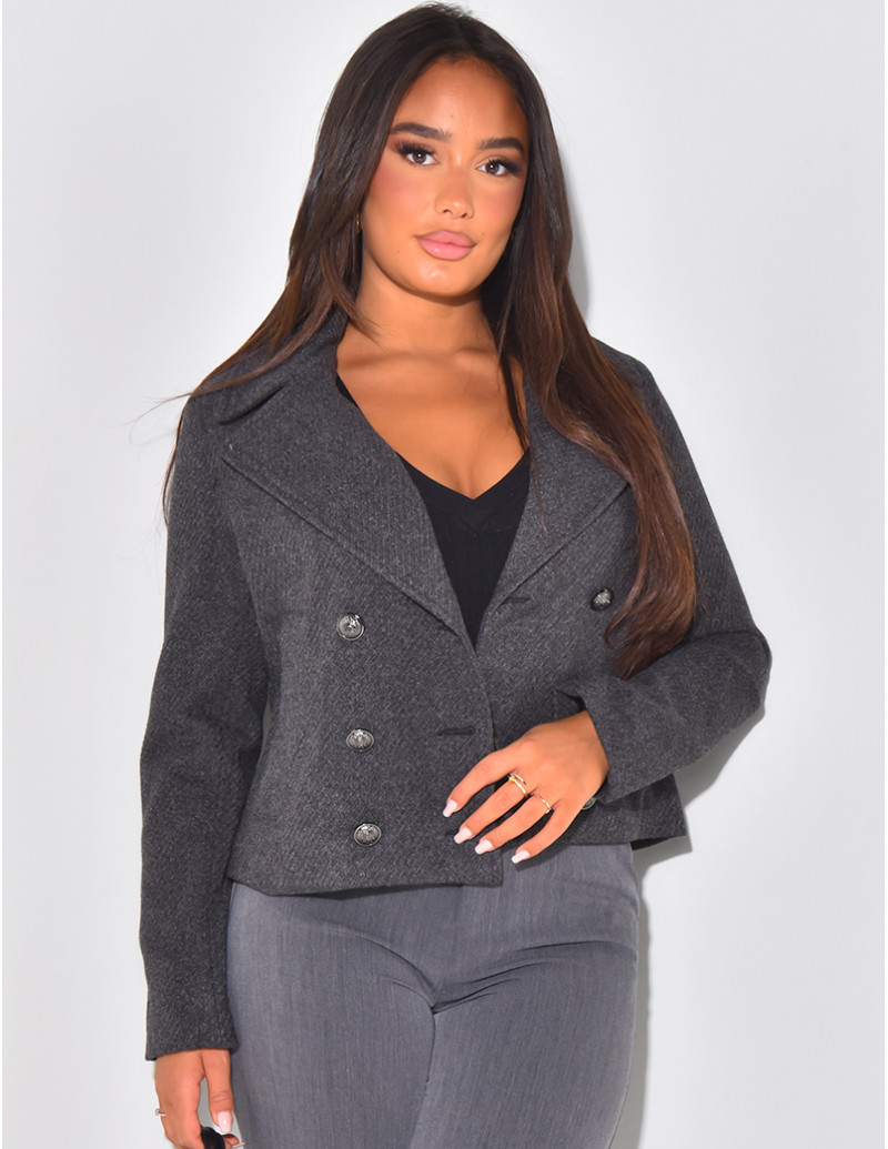 Manteau court texturé à...