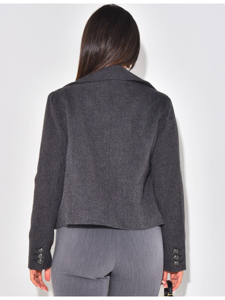 Manteau court texturé à boutons officiers