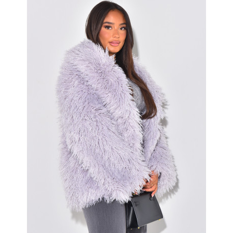 Manteau mi-long à fourrure fluffy
