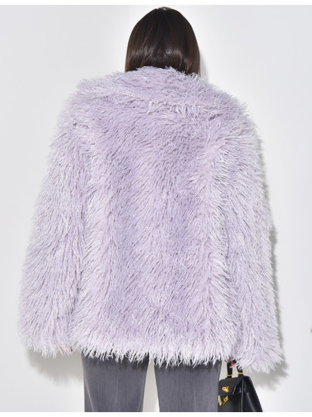 Manteau mi-long à fourrure fluffy