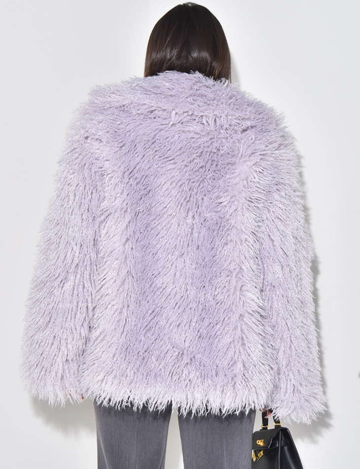Manteau mi-long à fourrure fluffy