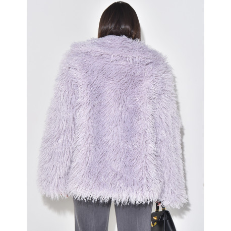Manteau mi-long à fourrure fluffy