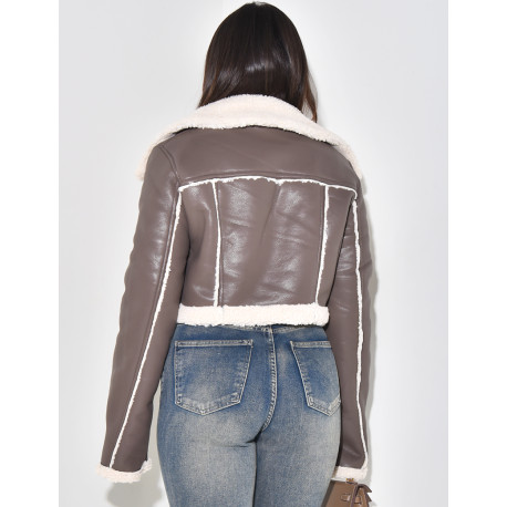 Bombardier court à doublure en peau de mouton