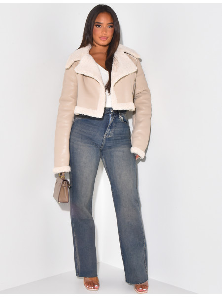 Bombardier court à doublure en peau de mouton