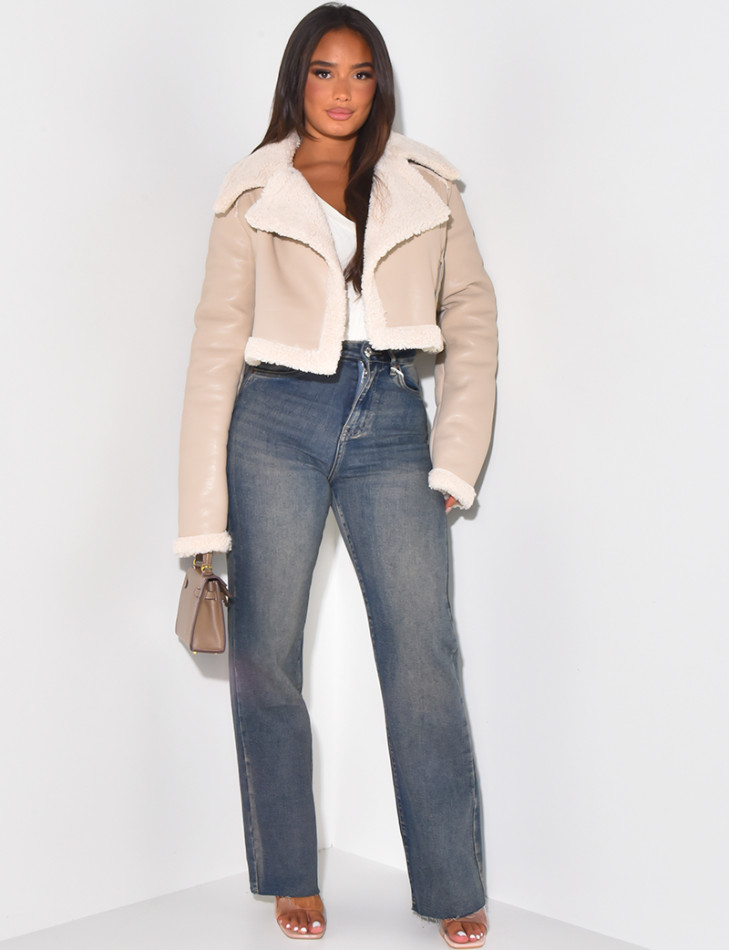 Bombardier court à doublure en peau de mouton