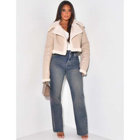 Bombardier court à doublure en peau de mouton