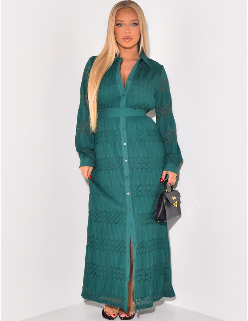 Long lace shirt dress with...