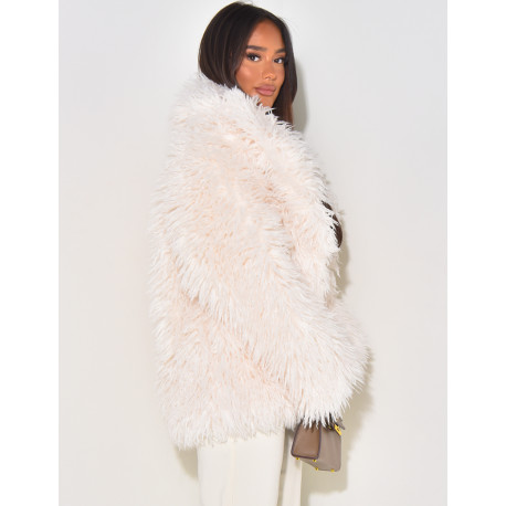 Halblanger Mantel mit Fluffy Fur