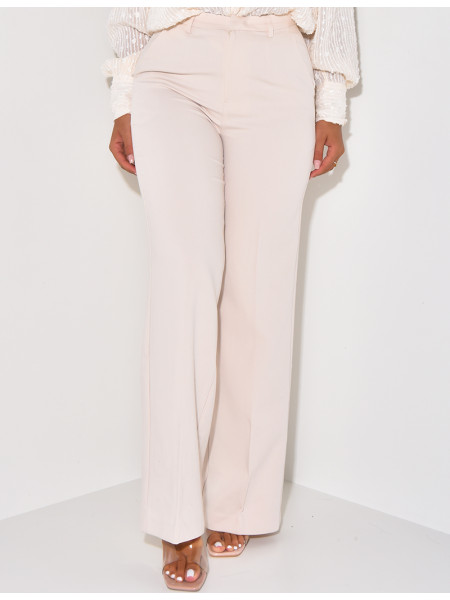 Pantalon de tailleur coupe droite effet chiné