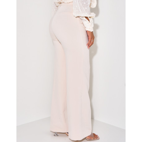 Pantalon de tailleur coupe droite effet chiné