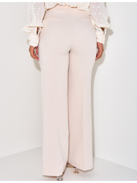 Pantalon de tailleur coupe droite effet chiné