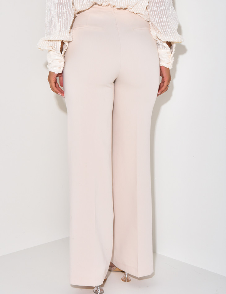 Pantalon de tailleur coupe droite effet chiné