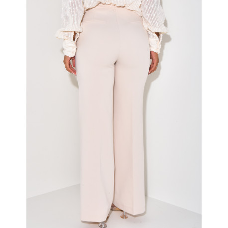 Pantalon de tailleur coupe droite effet chiné