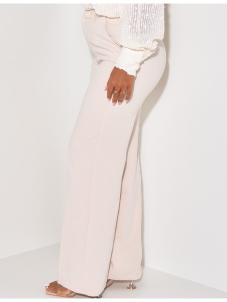 Pantalon de tailleur coupe droite effet chiné