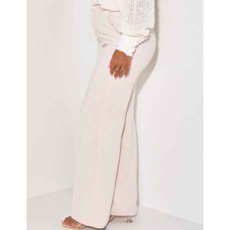 Pantalon de tailleur coupe droite effet chiné