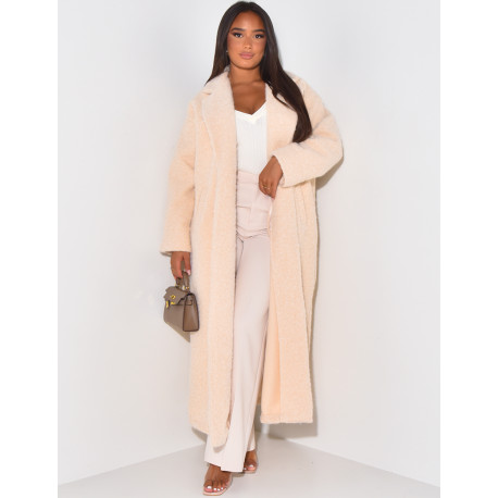 Manteau long et oversize en laine chiné