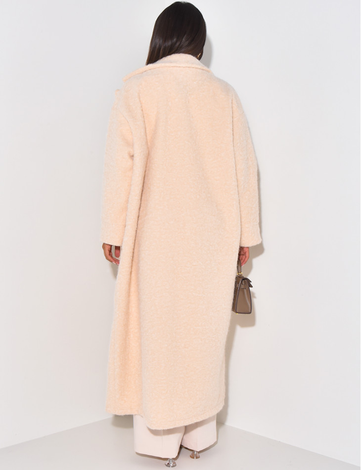 Manteau long et oversize en laine chiné