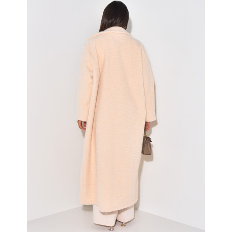 Manteau long et oversize en laine chiné