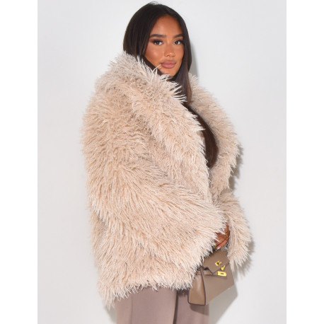 Manteau mi-long à fourrure fluffy