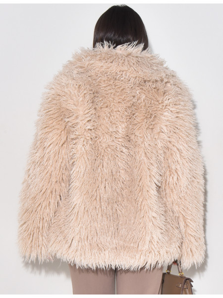 Manteau mi-long à fourrure fluffy